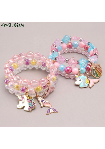 3 Adet Aynı Mhs.sun Unicorndenizkızı Şansı Boncuk Bilezikler Sevimli Bebek Kızlar Plastik Boncuk Bilezikler Parti Takıları Çocuklar Için Hediye (Yurt Dışından) fiyatları