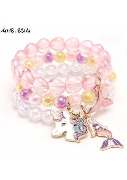 3 Adet Aynı Mhs.sun Unicorndenizkızı Şansı Boncuk Bilezikler Sevimli Bebek Kızlar Plastik Boncuk Bilezikler Parti Takıları Çocuklar Için Hediye (Yurt Dışından) fırsatları
