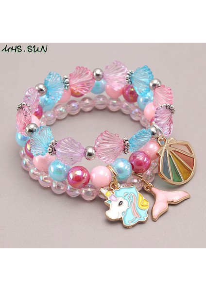 3 Adet Aynı Mhs.sun Unicorndenizkızı Şansı Boncuk Bilezikler Sevimli Bebek Kızlar Plastik Boncuk Bilezikler Parti Takıları Çocuklar Için Hediye (Yurt Dışından) indirimleri