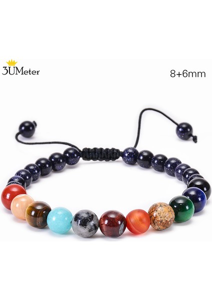 Gezegen Bilezik-12 Sekiz Gezegen Bileklik Doğal Taş Boncuklu Çakra Yoga Bileziği Evren Galaksi Güneş Sistemi Bilezikleri Erkek Kadın Hediyeler (Yurt Dışından)