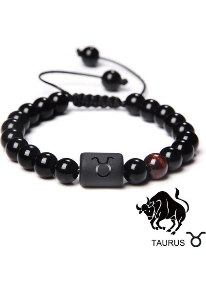 Boğa Burcu 12 Burç Takımyıldızı Çiftleri Bileklik Doğal Taş Boncuk Örgülü Bileklik Kadın Erkek Arkadaş Doğum Günü Takı Hediyesi (Yurt Dışından)