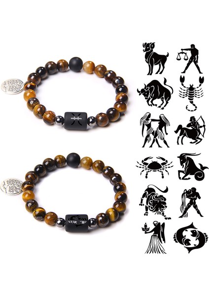 23CM Tarzı Boğa Burcu 12 Burç Doğal Kaplan Gözü Taş Boncuk Bilezik Yıldızlararası Esnek Hayat Ağacı Kolye Bileklik Erkek Kadın Takı (Yurt Dışından) modelleri