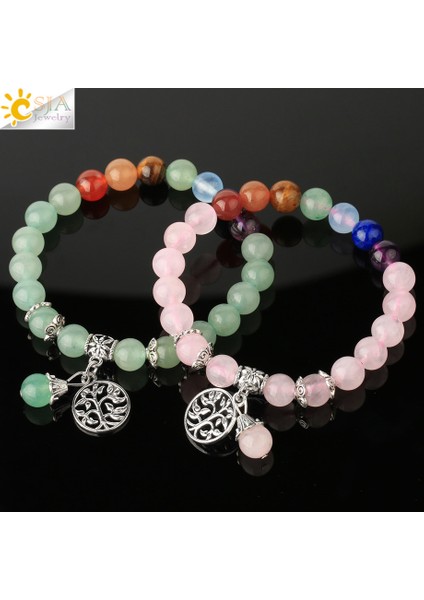 Taş Csja Yaşam Ağacı Charm Bilezikleri Reikakra Doğal Taş Esnek Kadın Bileklik 8mm Şifa Kristal Moda Takı G411 (Yurt Dışından) modelleri