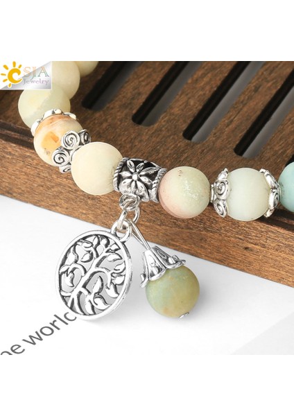 Taş Csja Yaşam Ağacı Charm Bilezikleri Reikakra Doğal Taş Esnek Kadın Bileklik 8mm Şifa Kristal Moda Takı G411 (Yurt Dışından) fırsatları