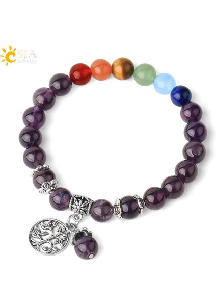Siyah Akik Csja Yaşam Ağacı Charm Bilezikleri Reikakra Doğal Taş Esnek Kadın Bileklik 8mm Şifa Kristal Moda Takı G411 (Yurt Dışından) fiyatları