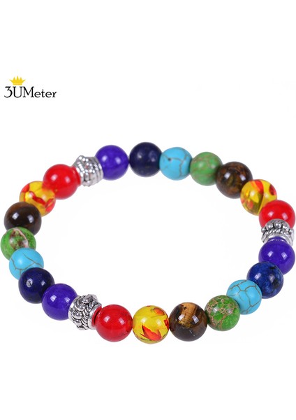 Çakra Bilezik-1 8mm Kaplan Gözü Boncuk Bileklik Doğal Taş 7 Çakra Bilezikleri Yoga Denge Boncukları Buddha Dua Esnek Bilezik Erkekler ve Kadınlar Için (Yurt Dışından)