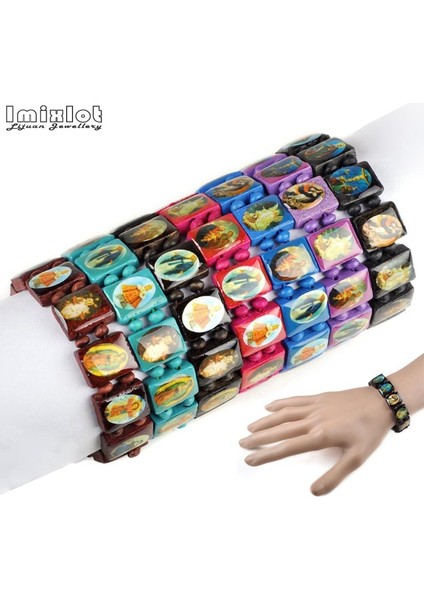 Kırmızı Gül Imixlot Aziz Desen Kare Boncuklar Zincir Bilezikler Dini Ahşap Boncuk Bilezik Erkek Kadın Dua Takıları Pulseras Masculina (Yurt Dışından) fiyatları