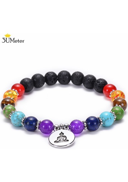 Çakra Bilezik-10 8mm Kaplan Gözü Boncuk Bileklik Doğal Taş 7 Çakra Bilezikleri Yoga Denge Boncukları Buddha Dua Esnek Bilezik Erkekler ve Kadınlar Için (Yurt Dışından)