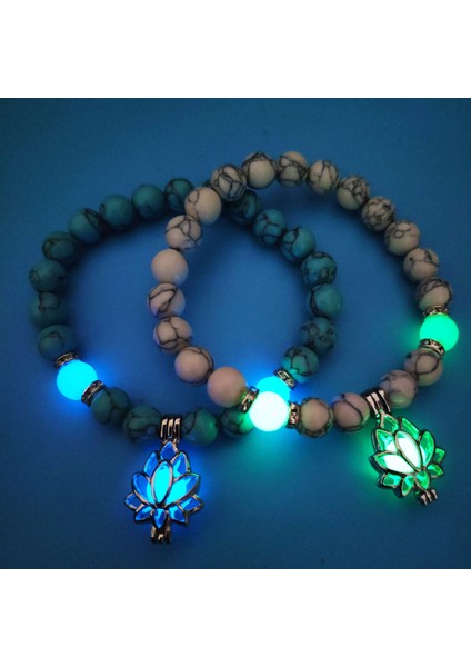 Kırmızı ve Yeşil Kadın Erkek Yoga Dua Lotus Çiçeği Şekilli Şans Buddhism Doğal Taş Boncuk Işıltılı Takı Glow Kolluk (Yurt Dışından)