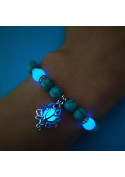 Kırmızı ve Yeşil Kadın Erkek Yoga Dua Lotus Çiçeği Şekilli Şans Buddhism Doğal Taş Boncuk Işıltılı Takı Glow Kolluk (Yurt Dışından)