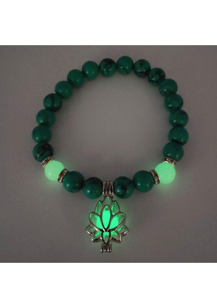 Kırmızı ve Yeşil Kadın Erkek Yoga Dua Lotus Çiçeği Şekilli Şans Buddhism Doğal Taş Boncuk Işıltılı Takı Glow Kolluk (Yurt Dışından)