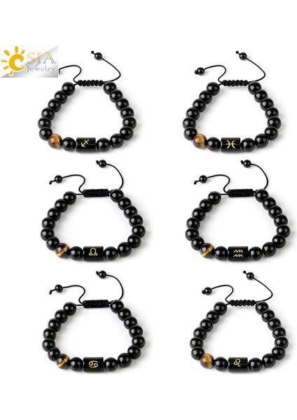 Boğa Burcu Csja Fengshui Siyah Obsidyen Bileklik Kadınlar Doğal Taş Kolye 12 Burç Yıldız Işaretleri Dilek Bilekliği G826 (Yurt Dışından) fiyatları