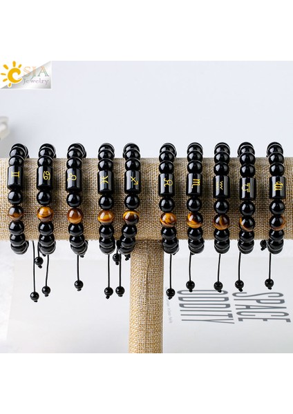 Boğa Burcu Csja Fengshui Siyah Obsidyen Bileklik Kadınlar Doğal Taş Kolye 12 Burç Yıldız Işaretleri Dilek Bilekliği G826 (Yurt Dışından) modelleri