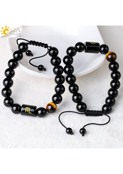 Boğa Burcu Csja Fengshui Siyah Obsidyen Bileklik Kadınlar Doğal Taş Kolye 12 Burç Yıldız Işaretleri Dilek Bilekliği G826 (Yurt Dışından) fırsatları