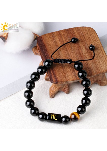 Boğa Burcu Csja Fengshui Siyah Obsidyen Bileklik Kadınlar Doğal Taş Kolye 12 Burç Yıldız Işaretleri Dilek Bilekliği G826 (Yurt Dışından) indirimleri