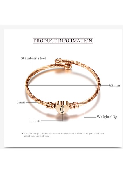 84083-D Kotik Gül Altın Renk Paslanmaz Çelik Kalp Bilezik Bilezik Harf Moda Ilk Harf Alfabe Şarm Bileklik Kadınlar Için (Yurt Dışından) fırsatları