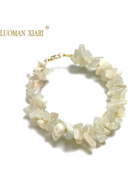 20CM Tarzı Aytaşı %100 Doğal Çakıl Taşı Bileklik Kırmızı Mercan Ametist Gül Kuvars Lapis Lazuli Akik Kapalı Bilezik cm Moda Hediye (Yurt Dışından)