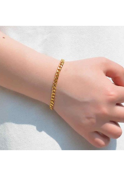 5mm 18-23CM Altın Küba Bağlantılı Bilezik, Paslanmaz Çelik Kaldırım Zinciri Bileklik Kadınlar Için, Ayarlanabilir Sokak Modası Katmanlı Takı (Yurt Dışından) fiyatları