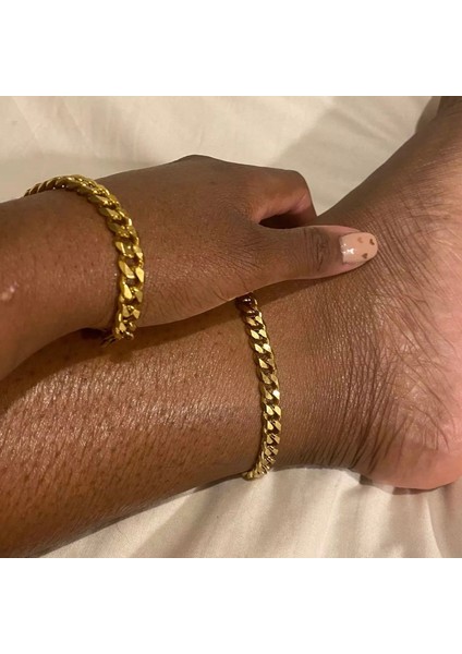 5mm 18-23CM Altın Küba Bağlantılı Bilezik, Paslanmaz Çelik Kaldırım Zinciri Bileklik Kadınlar Için, Ayarlanabilir Sokak Modası Katmanlı Takı (Yurt Dışından) modelleri