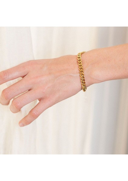 5mm 18-23CM Altın Küba Bağlantılı Bilezik, Paslanmaz Çelik Kaldırım Zinciri Bileklik Kadınlar Için, Ayarlanabilir Sokak Modası Katmanlı Takı (Yurt Dışından) fırsatları