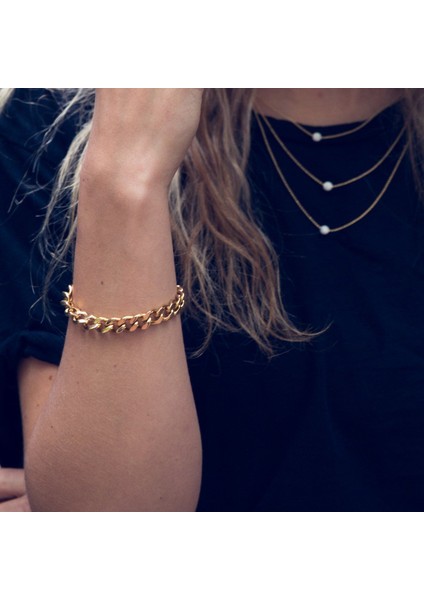 5mm 18-23CM Altın Küba Bağlantılı Bilezik, Paslanmaz Çelik Kaldırım Zinciri Bileklik Kadınlar Için, Ayarlanabilir Sokak Modası Katmanlı Takı (Yurt Dışından) indirimleri