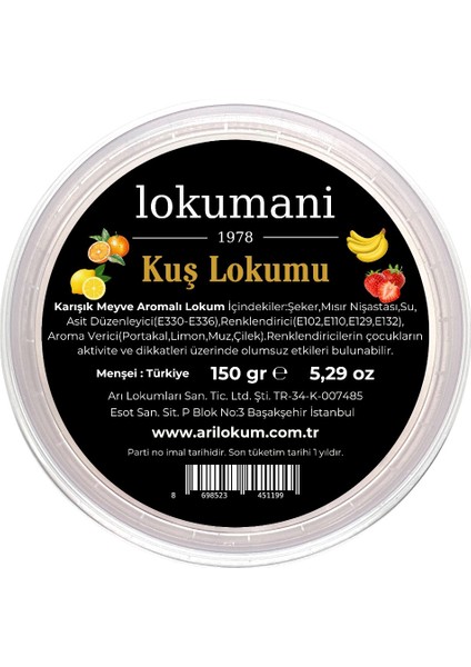 Kuş Lokumu 150 gr (Çilek - Limon - Muz - Portakal) fiyatları