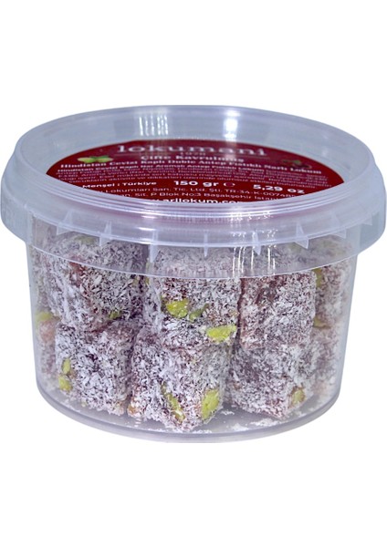 Hindistan Cevizi Kaplı Çifte Kavrulmuş Duble Antep Fıstıklı Narlı Lokum 150 gr