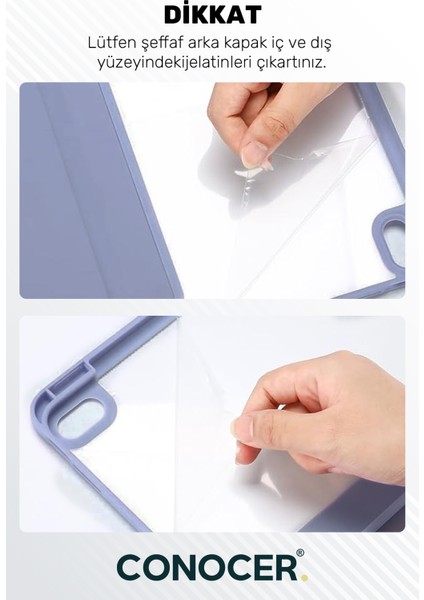 Apple iPad 11 A16 2025 10. Nesil 10.9 Tablet Kılıfı Kalem Bölmeli, Uyku Modlu, Katlanır, Tri Folding Stand