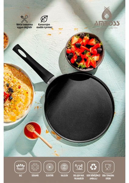 Mocca 30 cm Titanyum Kaplam Krep Tavası - Yanmaz ve Yapışmaz Krep Tavası