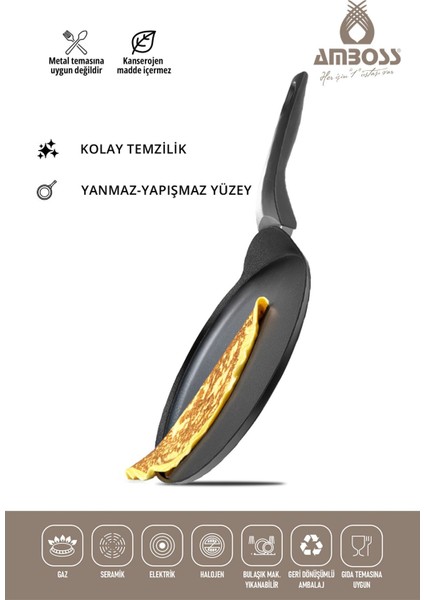 Mocca 30 cm Titanyum Kaplam Krep Tavası - Yanmaz ve Yapışmaz Krep Tavası fırsatları