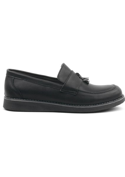 Siyah Mat Loafer Klasik Çocuk Ayakkabısı