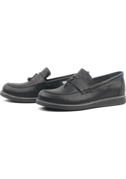 Siyah Mat Loafer Klasik Çocuk Ayakkabısı