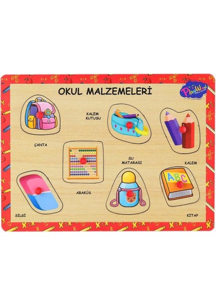 Nessiworld ONY-196-197 Ahşap Tutmalı Okul Malzemeleri -Onyıl Oyuncak