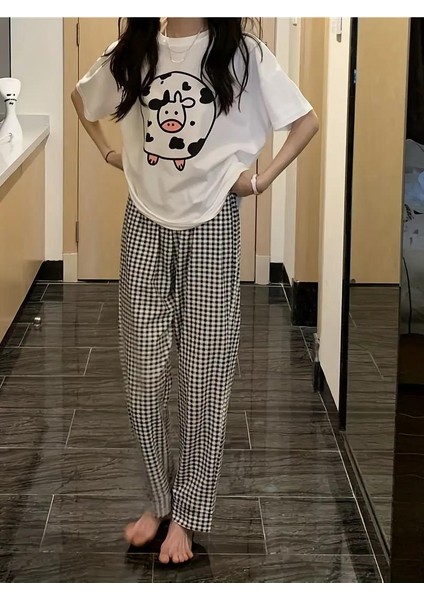 Inek Desenli Oversize T-Shirt fiyatları