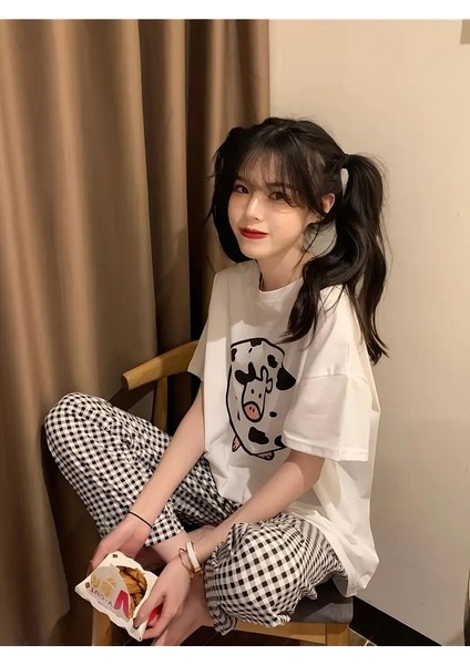 Inek Desenli Oversize T-Shirt modelleri