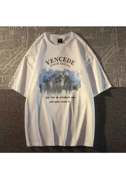 Beyaz Wtrie Bioeurea Baskılı Oversize T-Shirt