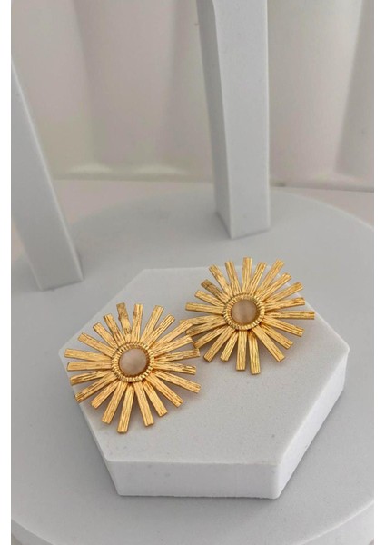 Altın Kaplama Geometrik Güneş Küpe