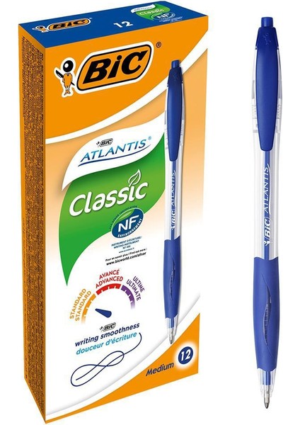Atlantis Classic Tükenmez Kalem 1.0 mm 12 Adet - Mavi
