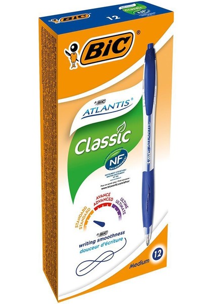 Atlantis Classic Tükenmez Kalem 1.0 mm 12 Adet - Mavi modelleri