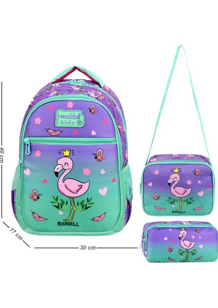 Lisanslı Flamingo Desenli Kız Çocuk Ilkokul Sırt Çantası,beslenme Çantası ve Kalemlik 1