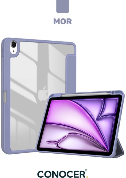 iPad 7. 8. 9. Nesil 10.2" Inç Tablet Kılıfı Kalem Bölmeli, Uyku Modlu, Katlanır, Tri Folding Stand