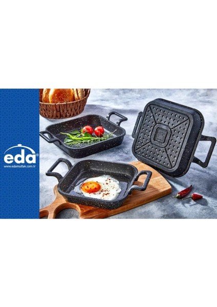 Eda Döküm Granit Kaplama Kare Sahan 3'lü Set 18 cm -20 Cm-22 cm modelleri