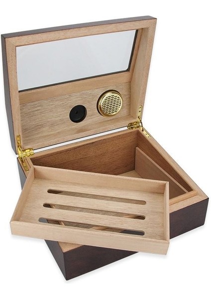 Kahverengi Camlı Humidor Puro Kutusu RC11