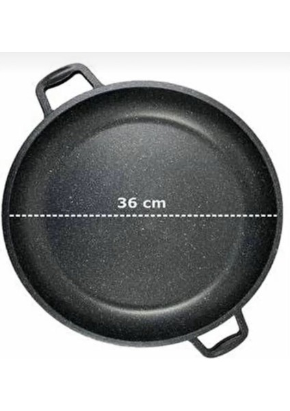 36 cm Granit Döküm Kaliteli Çok Amaçlı Bazlama, Gözleme, Katmer Pizza Sac Kavurma Tavası