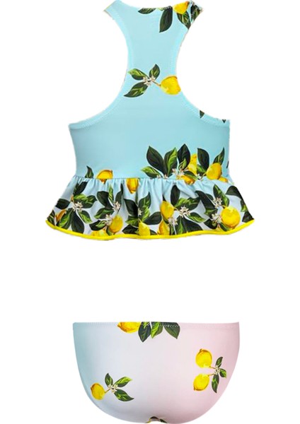 Çift Renk Limon Desenli Fırfırlı UV50 Kız Çocuk Bikini Takımı By Nessi Byrd fiyatları