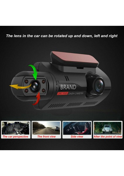 Çift Lensli Araç Kamerası Araba Dvr Ön ve Iç Kamera Video Sürüş Kaydedici Park Monitörü Gece Görüş G-Sensörü 1080P (Yurt Dışından)