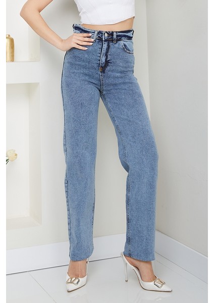 Boyfriend Mom Kot Pantolon 1448 - Açık Mavi