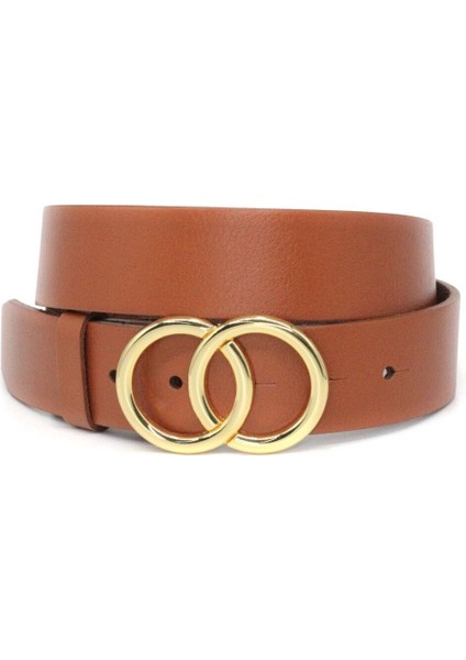 Hakiki Deri Çift Halka Tokalı Kadın Kemeri En 4cm