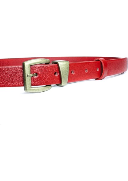 Hakiki Deri Antik Sarı Tokalı Kadın Kemeri 2,5cm Kırmızı modelleri