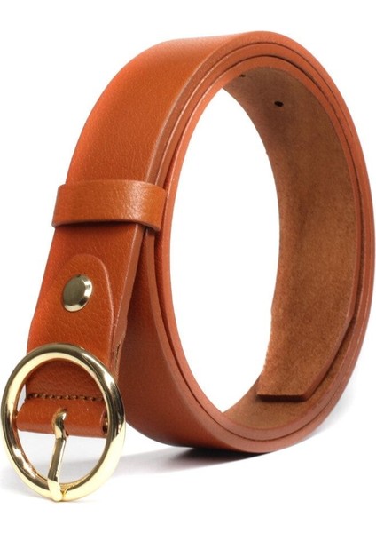 Kahverengi Hakiki Deri Yuvarlak Toka Kadın Kemeri 3cm Taba 100% Manda Hakiki Deri fiyatları